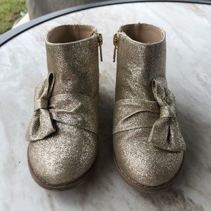 gold glitter bow toddler bootie